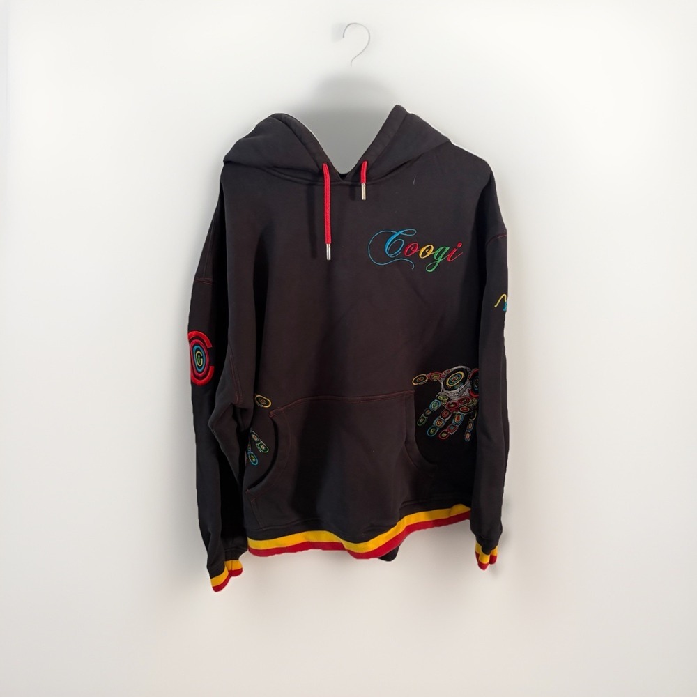 Vintage Coogi Hoodie Mens XXL Black Embroidered Hip Hop Streetwear Y2K
